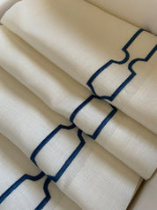 Marine Chain Navy Blue Linen Napkin Set