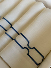 Marine Chain Navy Blue Linen Napkin Set