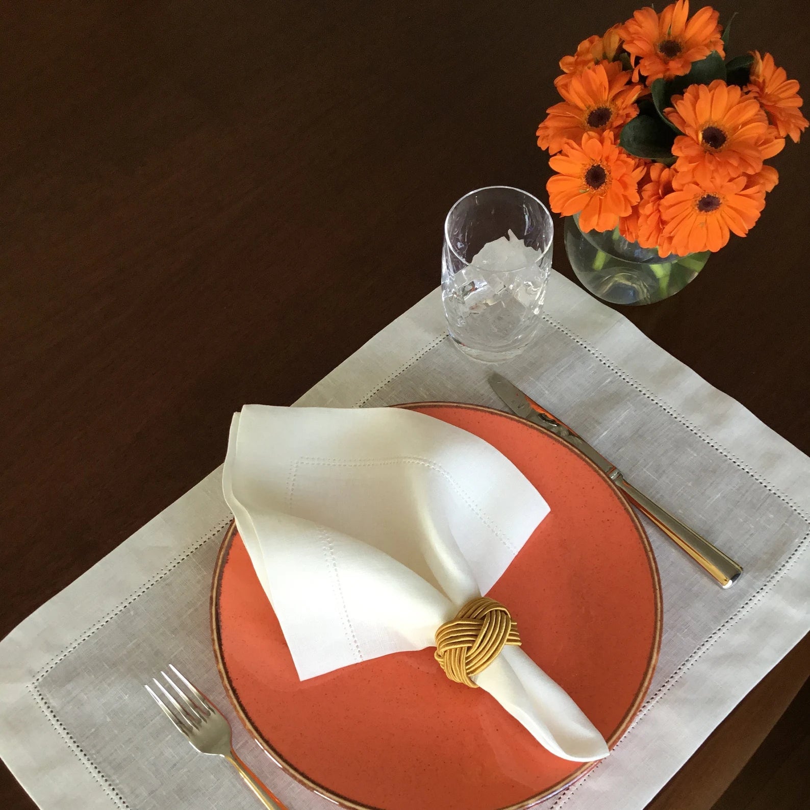 Off-White Hemstitch Placemat and Napkin Set