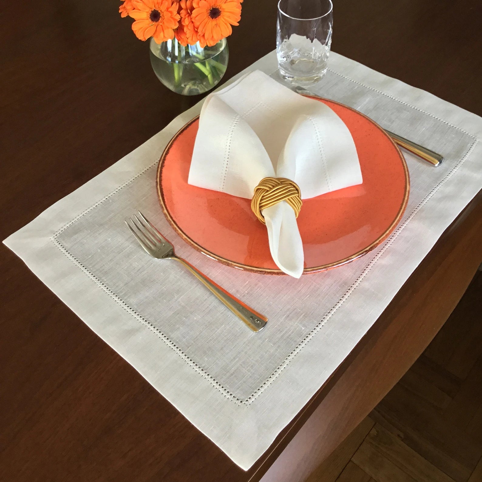 Off-White Hemstitch Placemat and Napkin Set