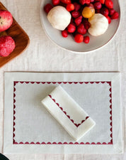 Burgundy Embroidery Placemat and Napkin Set