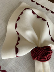 Burgundy Embroidery Placemat and Napkin Set
