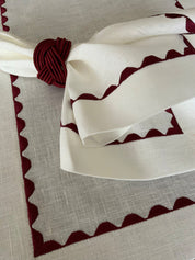 Burgundy Embroidery Placemat and Napkin Set