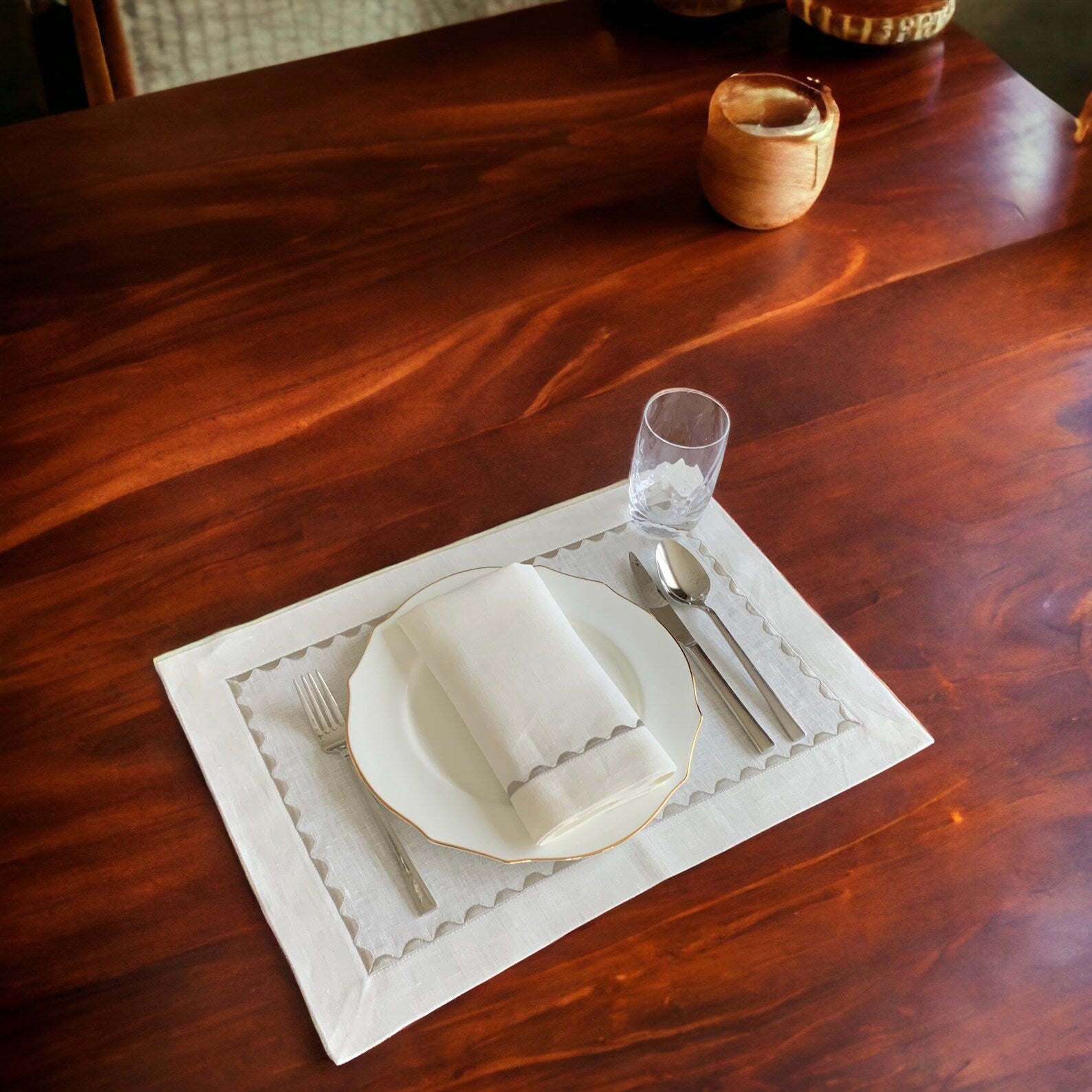 Wavy Stone Grey Placemat and Napkin Set